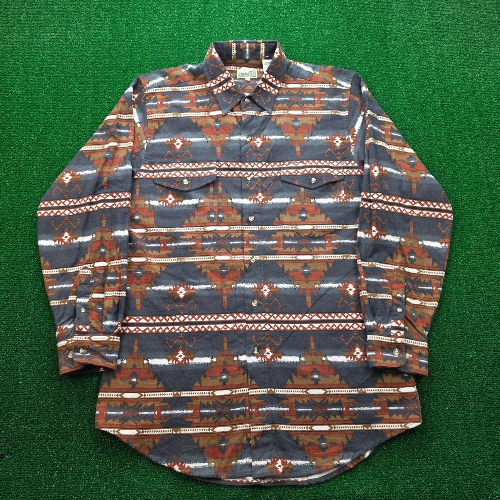 Express Rider Southwestern Aztec Flannel Shirt Mens Large Button Up Long Sleeve